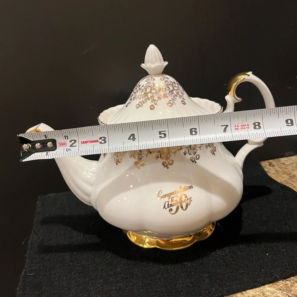Vintage Royal Albert 50th Anniversary 6 C Teapot, Creamer and Plate, England